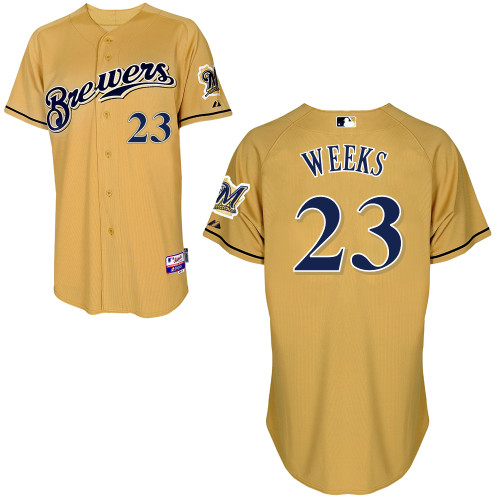 Rickie Weeks #23 Youth Baseball Jersey-Milwaukee Brewers Authentic Gold MLB Jersey